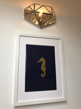 Load image into Gallery viewer, Gold Foil Print Seahorse Ocean Gift Under The Sea Collection Midnight Blue Christmas Gift For Men Gift for Women