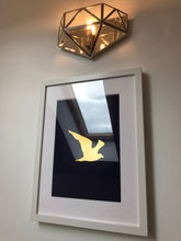 Load image into Gallery viewer, Seagull Print Foil Gold Ink Blue Flying Under The Sea Collection Gold Foil Print