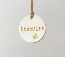 Load image into Gallery viewer, Clay Tags - Tea Coffee Sugar Biscuit Tags - Bee Tags - Gold Silver Letters - Kitchen Tags - Clay Labels - Easter