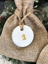 Load image into Gallery viewer, 25 x Christmas Advent Calendar Tree Hanging Bags, Clay Tags, Advent Calendar, Hessian Christmas Bags