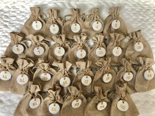 Load image into Gallery viewer, 25 x Christmas Advent Calendar Tree Hanging Bags, Clay Tags, Advent Calendar, Hessian Christmas Bags