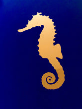 Load image into Gallery viewer, Gold Foil Print Seahorse Ocean Gift Under The Sea Collection Midnight Blue Christmas Gift For Men Gift for Women
