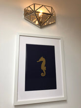 Load image into Gallery viewer, Gold Foil Print Seahorse Ocean Gift Under The Sea Collection Midnight Blue Christmas Gift For Men Gift for Women
