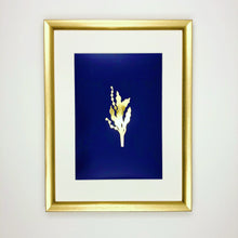 Load image into Gallery viewer, Gold Foil Print, Seaweed, Midnight Blue, Home Decor Print, Wall Art, New Home Gift, Beach Print Bag, Bathroom Print Decor Accessories
