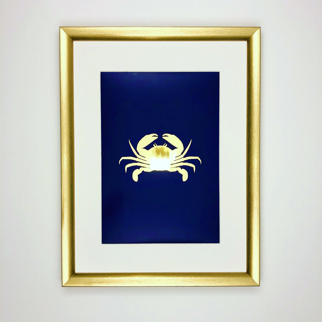 Crab Under The Sea Collection A4 Gold Foil Print