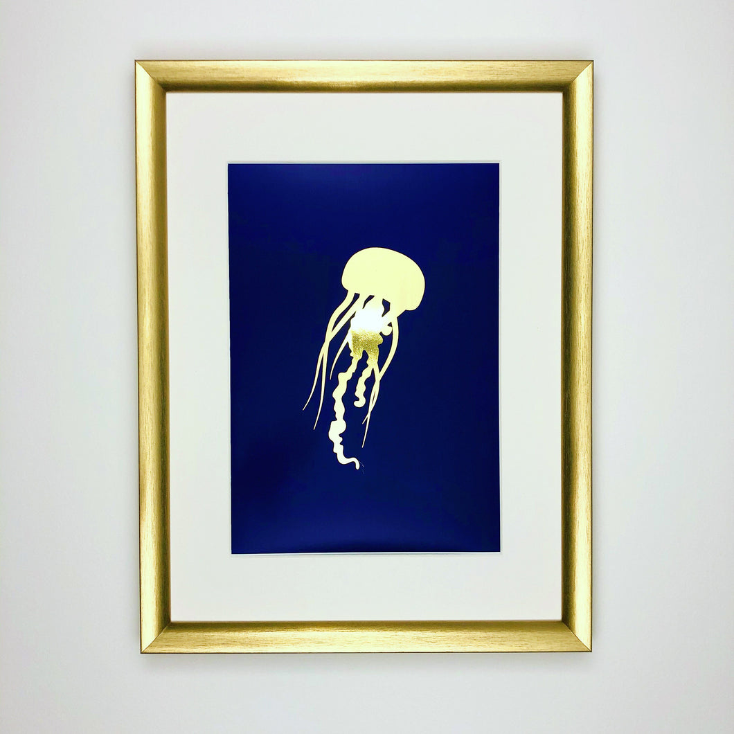 Jellyfish Under The Sea Collection Gold Foil Print