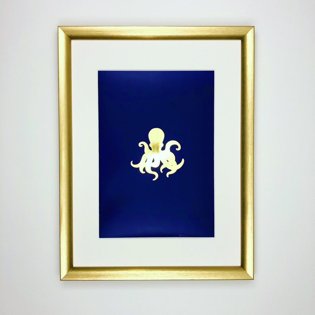 Octopus Under The Sea Collection Gold Foil Print