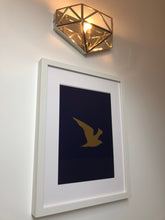 Load image into Gallery viewer, Seagull Print Foil Gold Ink Blue Flying Under The Sea Collection Gold Foil Print
