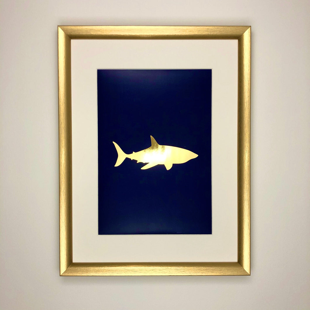 Shark Under The Sea Collection A4 Gold Foil Print