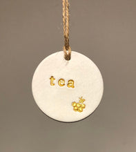 Load image into Gallery viewer, Clay Tags - Tea Coffee Sugar Biscuit Tags - Bee Tags - Gold Silver Letters - Kitchen Tags - Clay Labels - Easter
