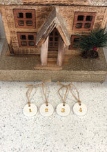 Load image into Gallery viewer, 25 Advent Calendar Tags - Reusable Advent Calendar - 25 White Clay Numbers - Clay Tags - Jute Twine
