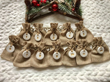 Load image into Gallery viewer, 12 Advent Calendar Bags, Reusable 12 Days of Christmas Advent Calendar Men, Christmas Sack, Christmas Decor, Clay Tags
